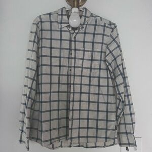 Hurley Blue and White Plaid Casual Button Down Shirt
